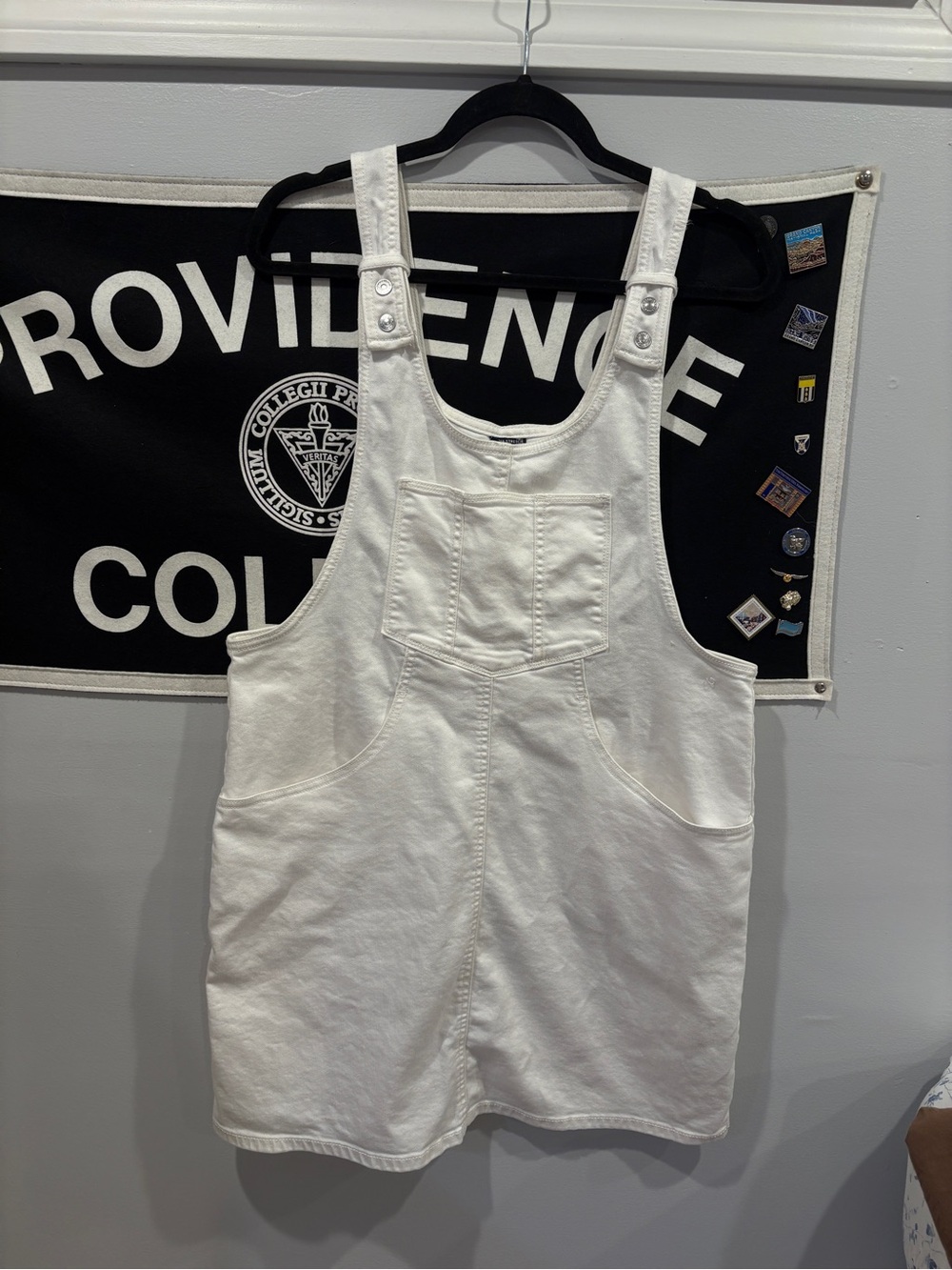 American Eagle White Overall Dress